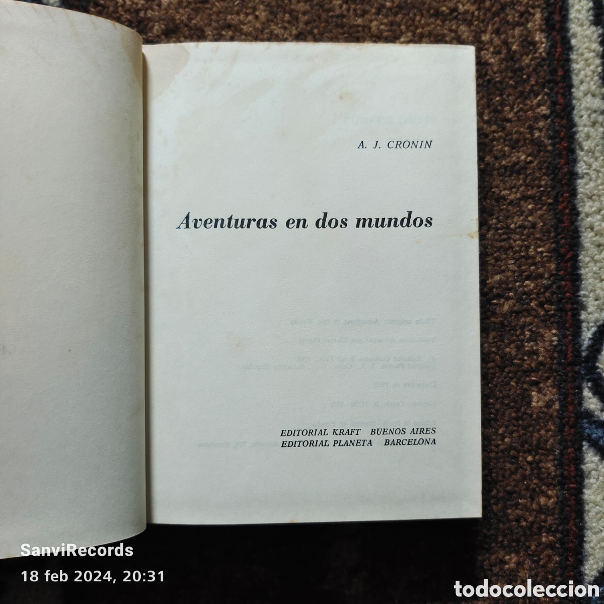 Libros de segunda mano: AVENTURAS EN DOS MUNDOS (A.J. CRONIN) (PLANETA) - Foto 2