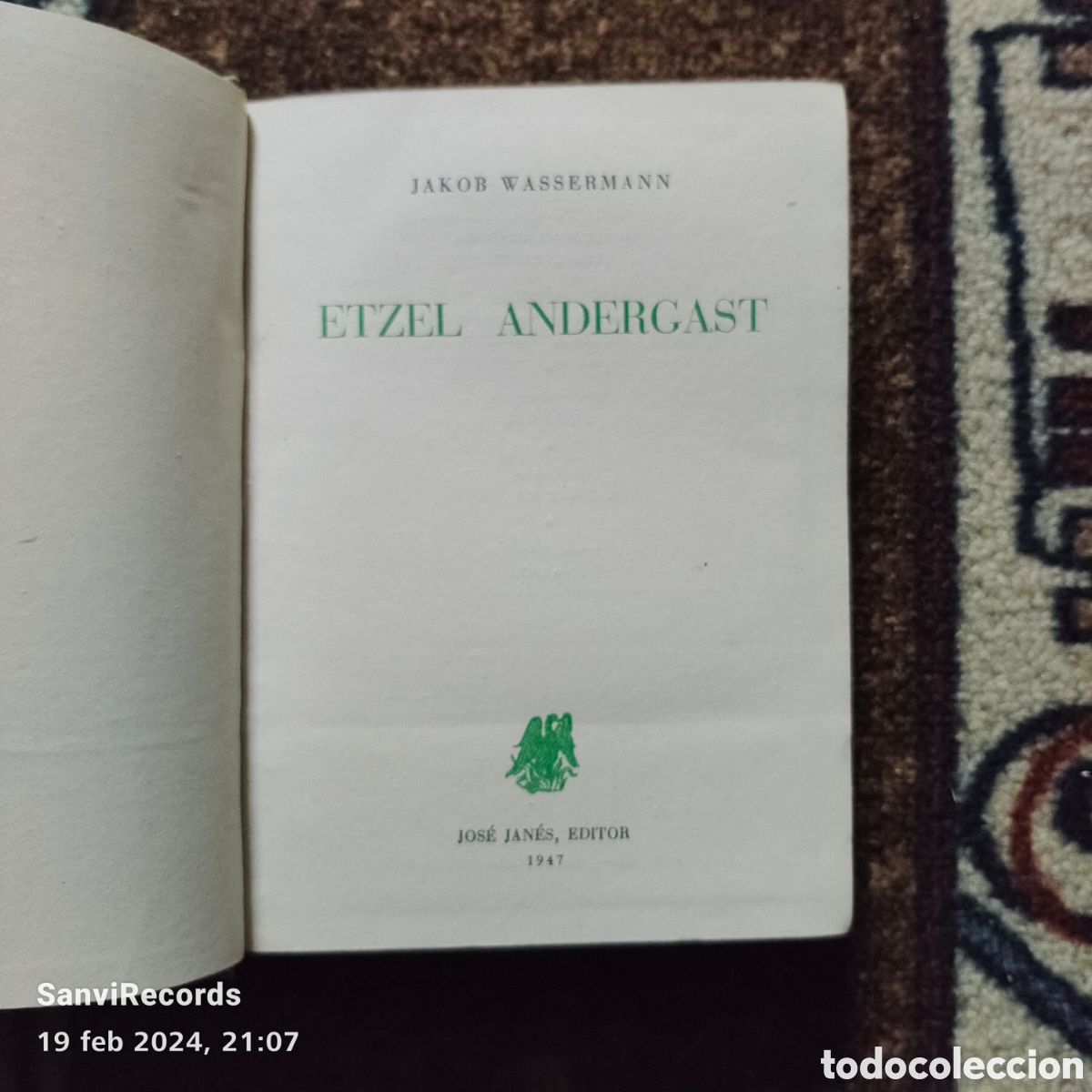 Libros de segunda mano: ETZEL ANDERGAST (JAKOB WASSERMANN) (JOS&Eacute; JANES) - Foto 2