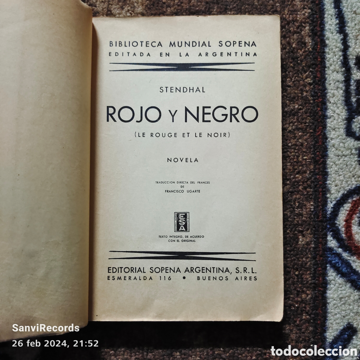 Libros de segunda mano: ROJO Y NEGRO (STENDHAL) (SOPENA) - Foto 2