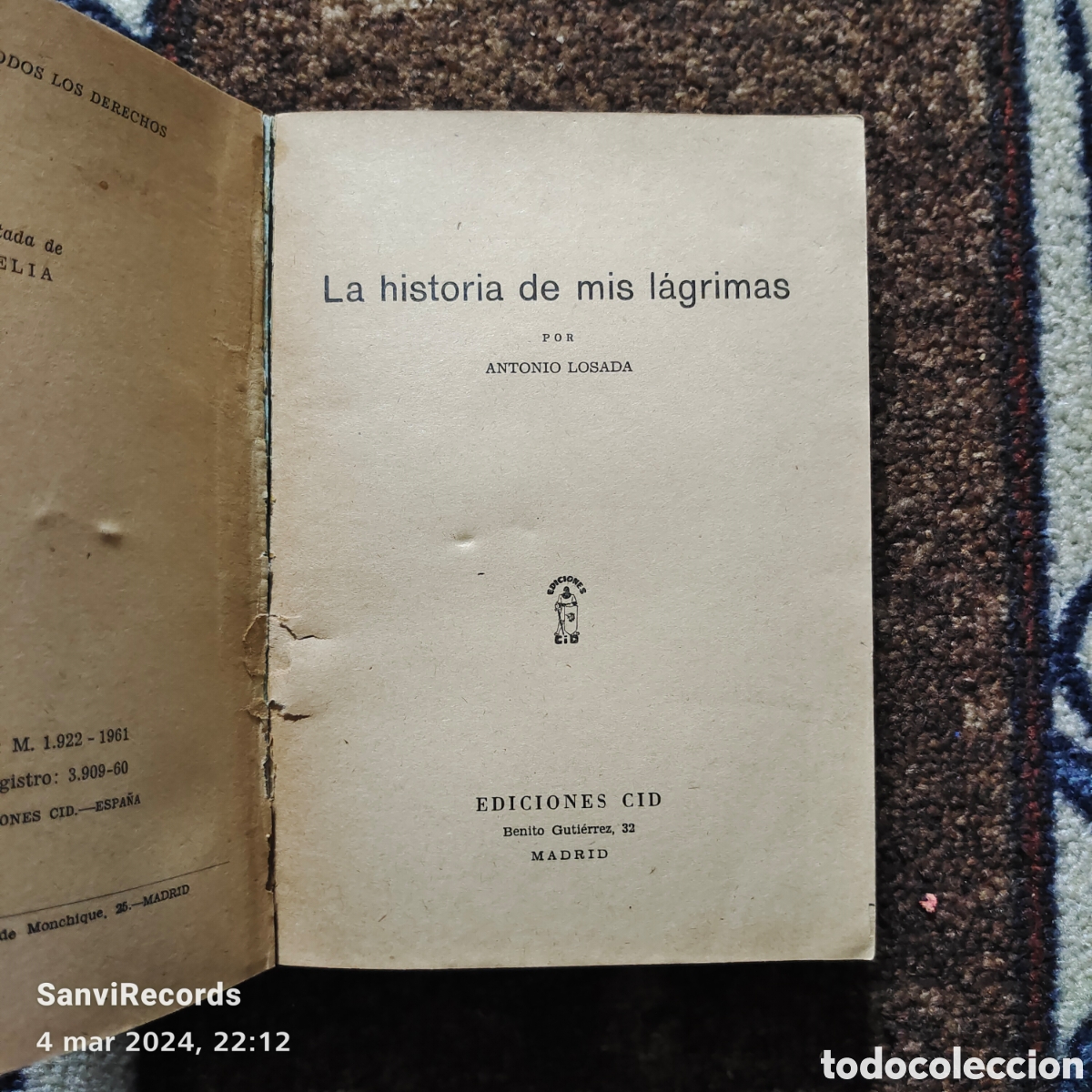 Libros de segunda mano: LA HISTORIA DE MIS LAGRIMAS (ANTONIO LOSADA) (CID) - Foto 2