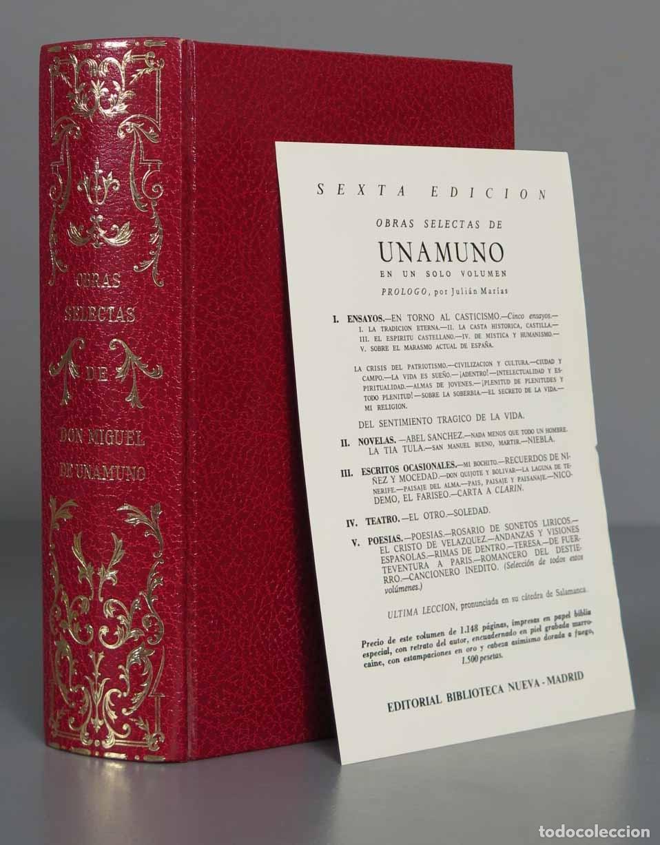 Libros de segunda mano: Obras selectas. UNAMUNO. 1977. BIBLIOTECA NUEVA. CON MARCAPAGINAS - Foto 2