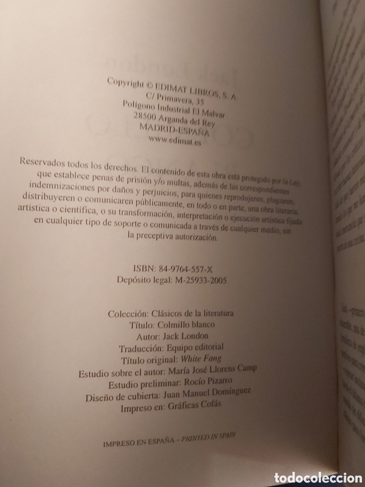 Libros de segunda mano: COLMILLO BLANCO $ JACK LONDON $ EDIMAT LIBROS $ 2005 - Foto 4