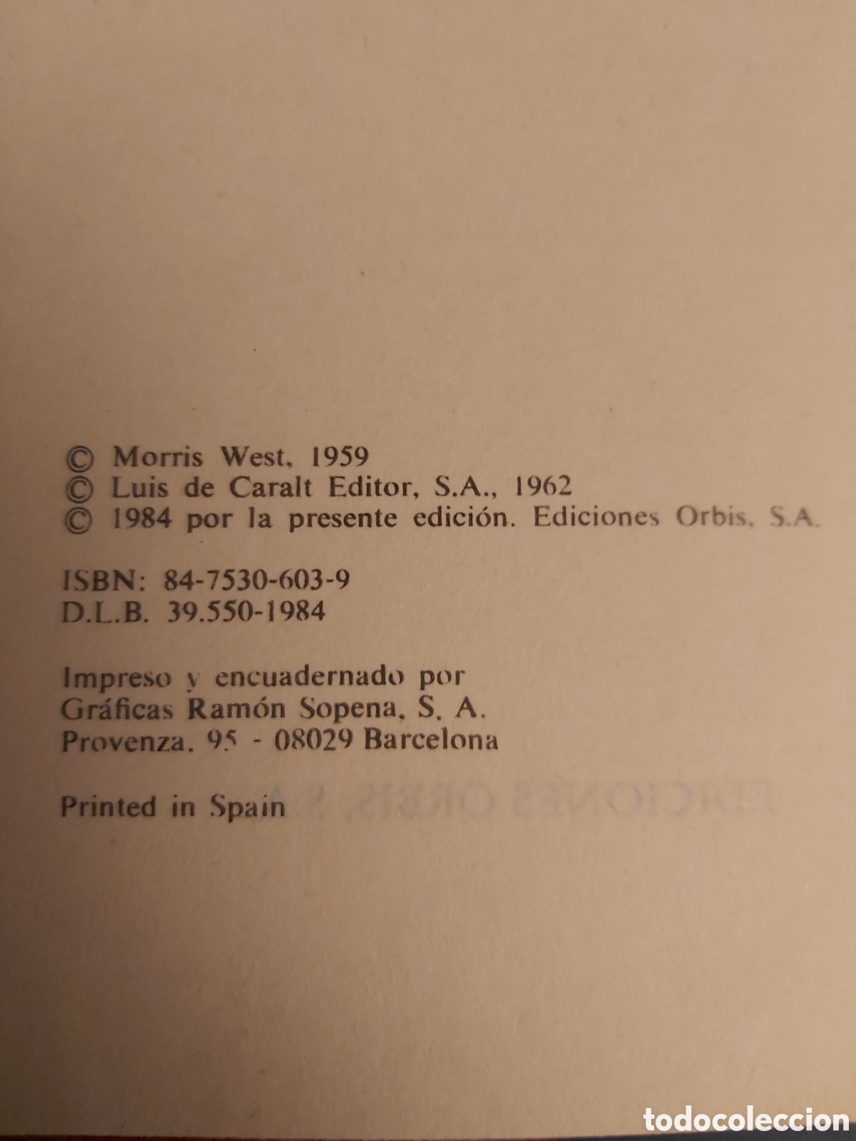 Libros de segunda mano: EL ABOGADO DEL DIABLO $ MORRIS WEST $ ORBIS $ 1984 - Foto 4
