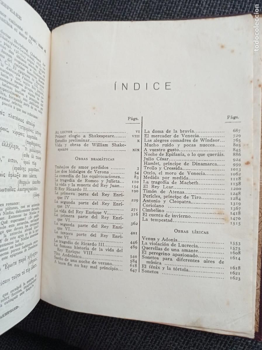 Libros de segunda mano: Libro Obras completas de William Shakespeare. M. Aguilar 1941. - Foto 5
