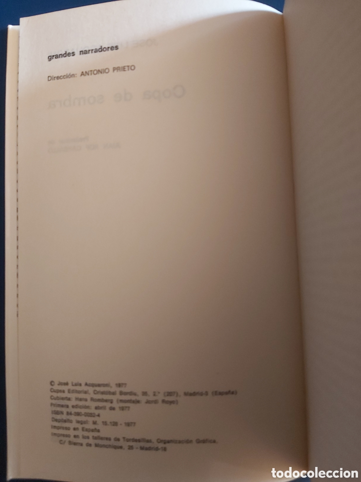 Libros de segunda mano: COPA DE SOMBRA $ JOS&Eacute; L. ACQUARONI $ CUPSA EDITORIAL $ 1977 - Foto 3