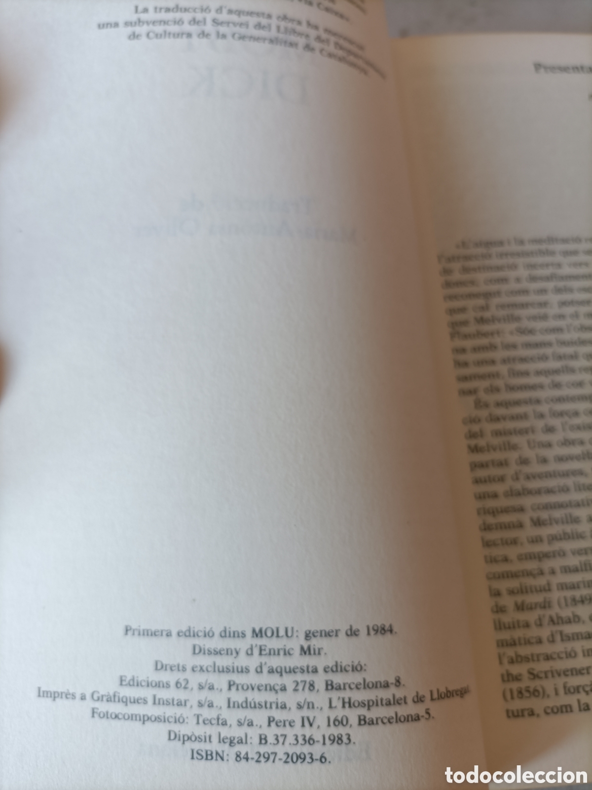 Libros de segunda mano: Moby Dick Herman Melville. Vol. 30 edicions 62 - Foto 2