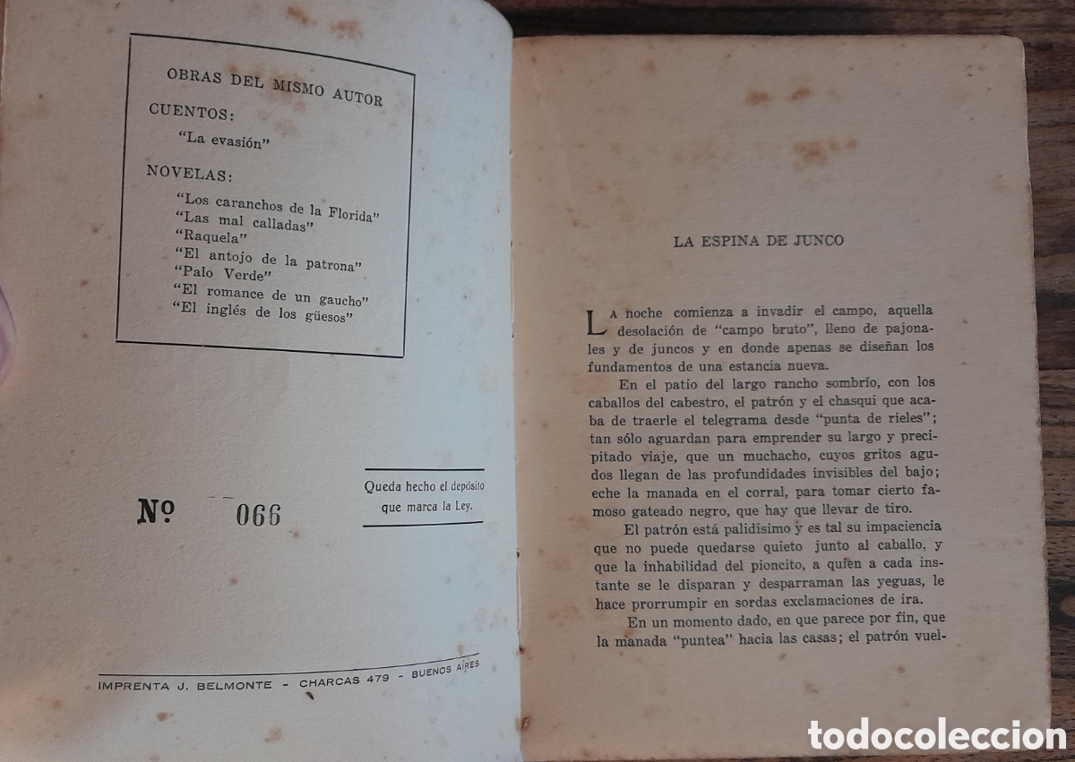 Libros de segunda mano: Benito Lynch. De los campos porte&ntilde;os. Cuentos. 1938 Edici&oacute;n numerada 066 - Foto 7