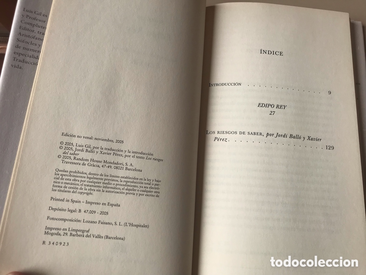 Libros de segunda mano: Edipo rey. S&oacute;focles. Introducci&oacute;n y traducci&oacute;n de Luis Gil. - Foto 4