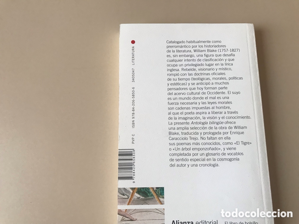 Libros de segunda mano: William Blake. Antolog&iacute;a biling&uuml;e. Alianza editorial. Como nuevo - Foto 3