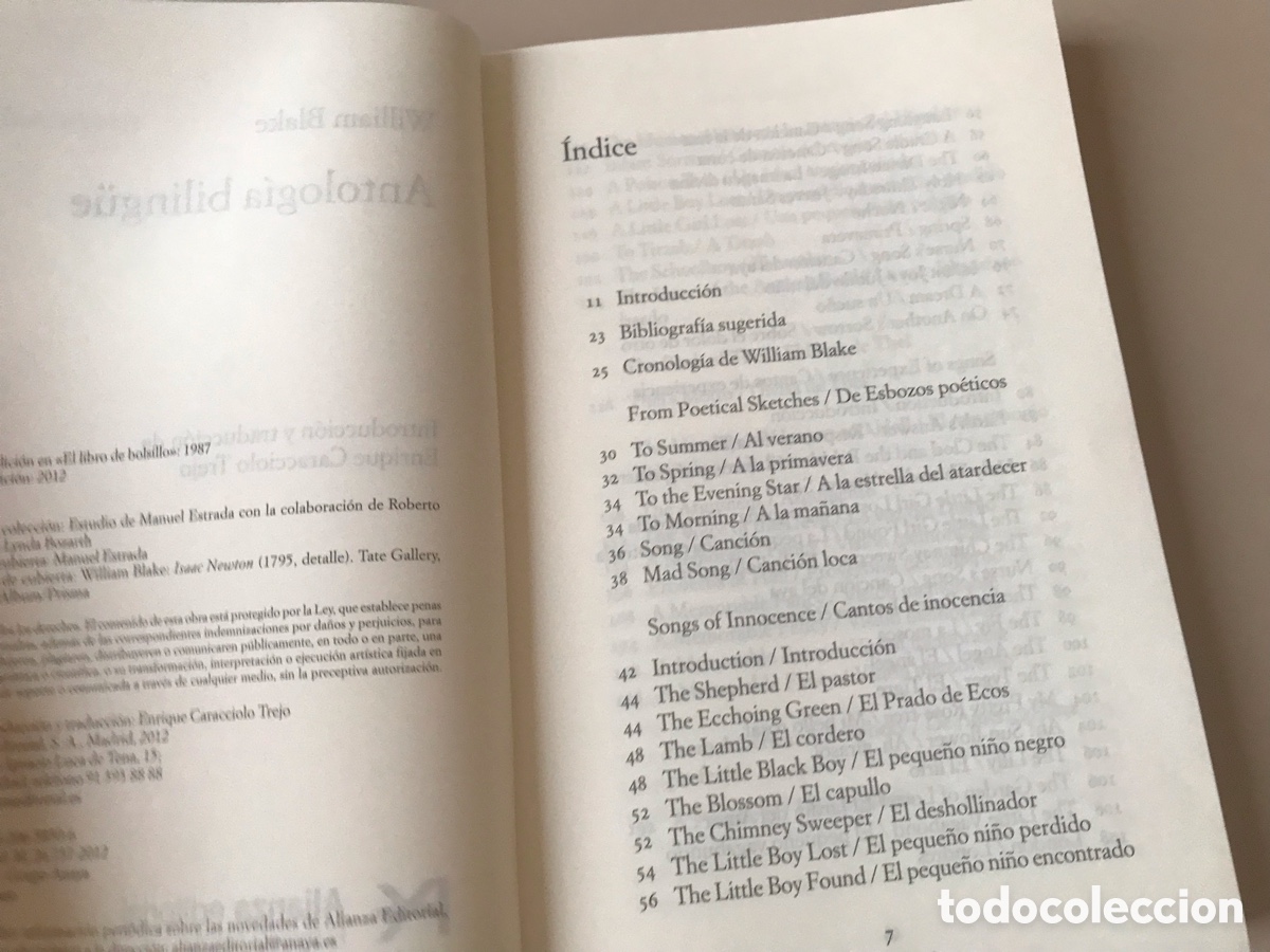 Libros de segunda mano: William Blake. Antolog&iacute;a biling&uuml;e. Alianza editorial. Como nuevo - Foto 4