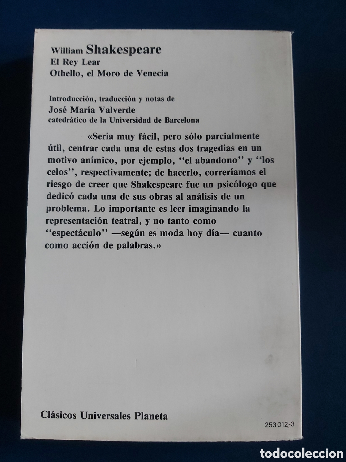 Libros de segunda mano: EL REY LEAR / OTHELLO # SHAKESPEARE # PLANETA 1983 - Foto 3