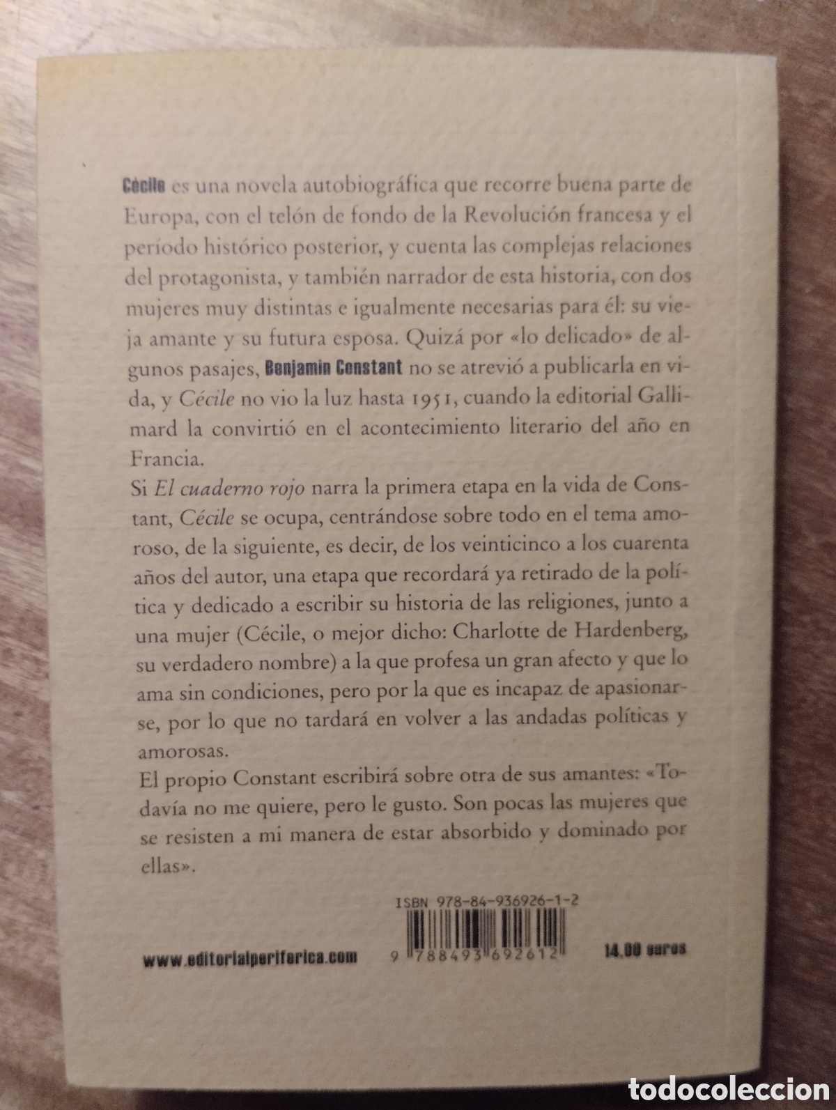 Libros de segunda mano: C&eacute;cile, Benjamin Constant, Perif&eacute;rica - Foto 3
