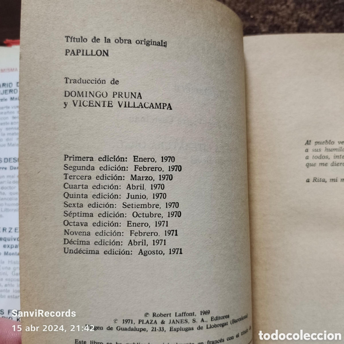 Libros de segunda mano: PAPILLON (HENRI CHARRI&Egrave;RE) (PLAZA & JANES) - Foto 3
