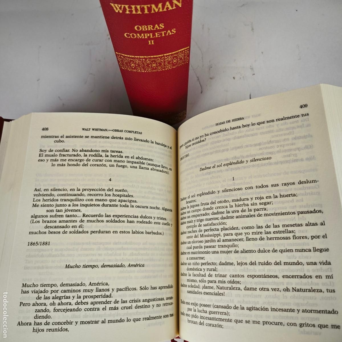 Libros de segunda mano: Whitman, Walt. Obras completas. 2 tomos. Aguilar. 2004. - Foto 4