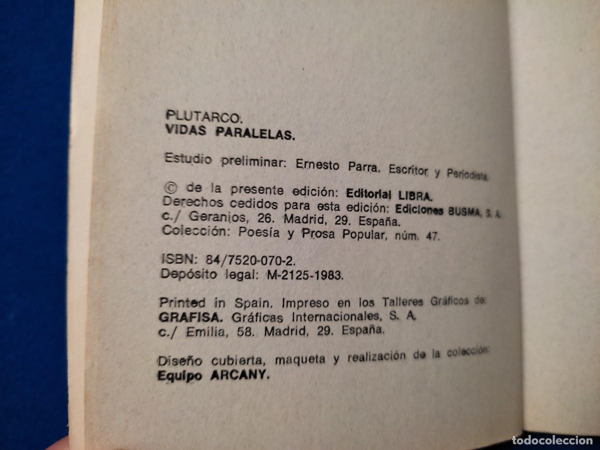 Libros de segunda mano: VIDAS PARALELAS Plutarco Editorial Libra 1983 Colecci&oacute;n PPP - Foto 4