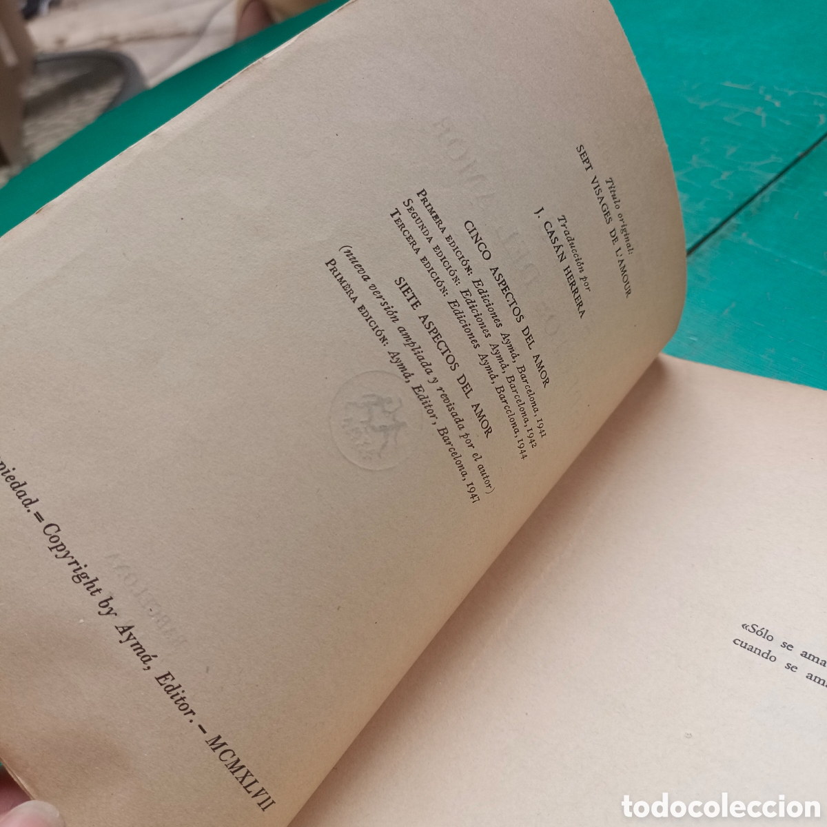 Libros de segunda mano: Siete aspectos del amor Andr&eacute; Maurois 1947 - Foto 5