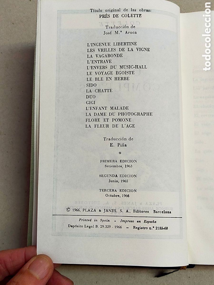 Libros de segunda mano: OBRAS COMPLETAS COLETTE. PLAZA & JANES, 3 EDICION. 1966 - Foto 6