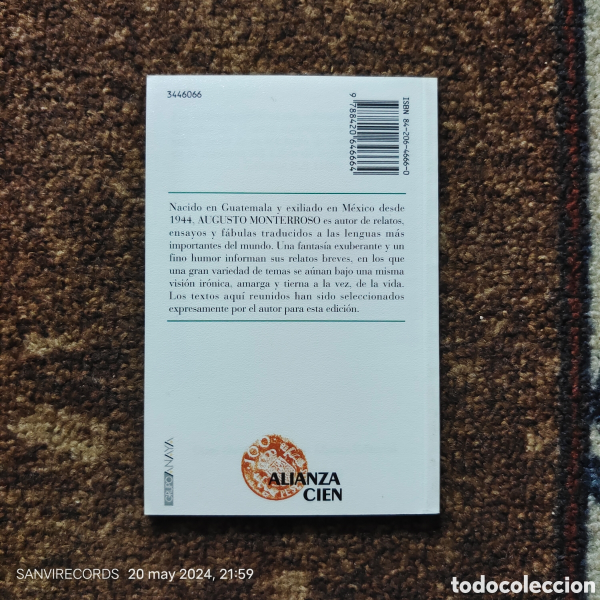 Libros de segunda mano: EL ECLIPSE Y OTROS CUENTOS (MONTERROSO) (ALIANZA CIEN) - Foto 2