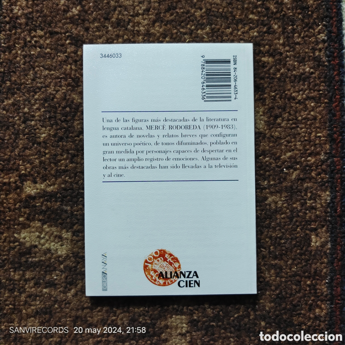 Libros de segunda mano: MI CRISTINA - EL MAR (RODOREDA) (ALIANZA CIEN) - Foto 2