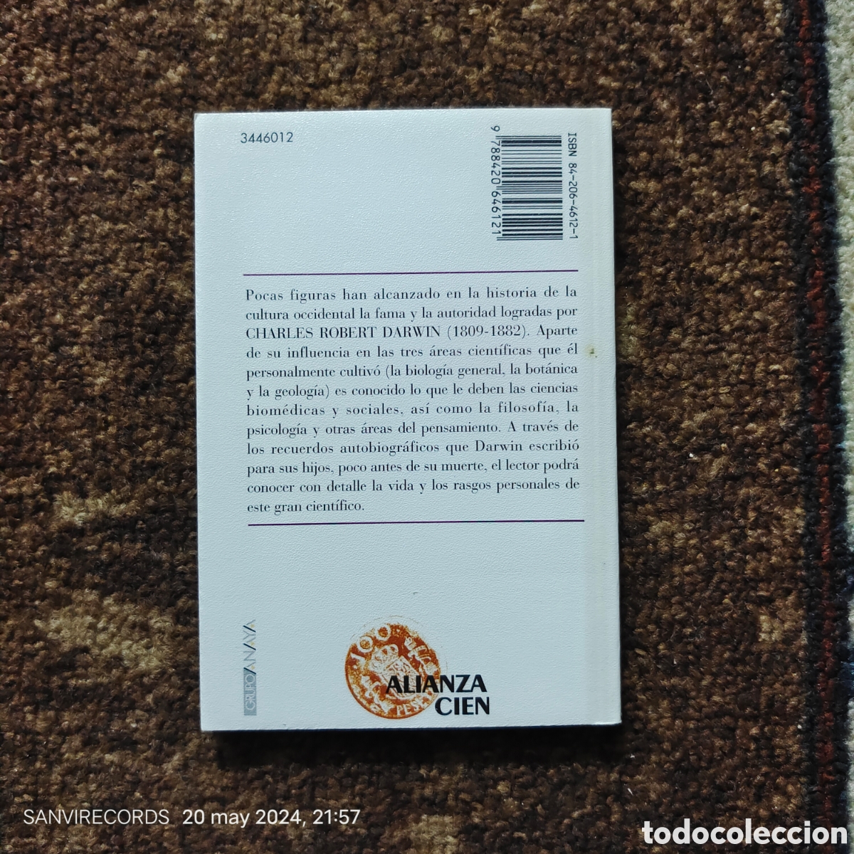Libros de segunda mano: AUTOBIOGRAF&Iacute;A (DARWIN) (ALIANZA CIEN) - Foto 2