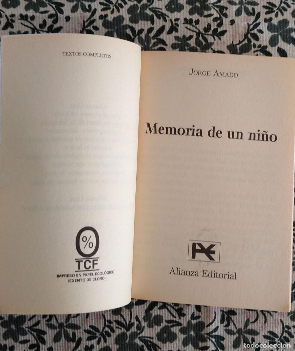 Libros de segunda mano: Memoria de un ni&ntilde;o - AMADO, Jorge - Foto 2