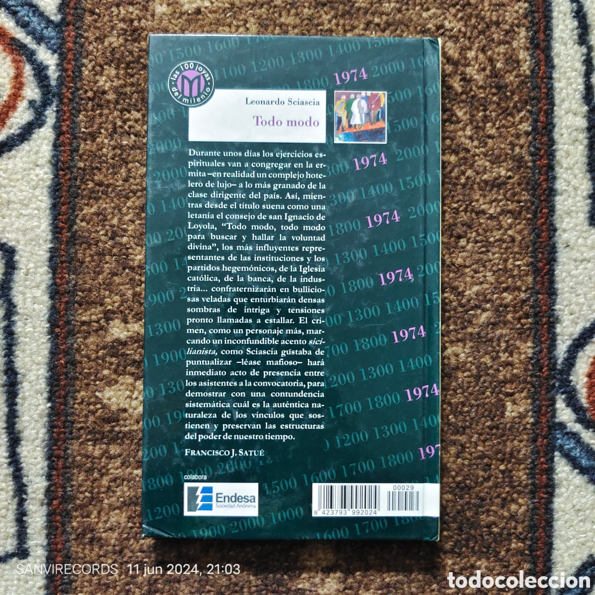 Libros de segunda mano: TODO MODO (LEONARDO SCIASCIA) (MILLENIUM, BIBLIOTECA EL MUNDO) - Foto 2
