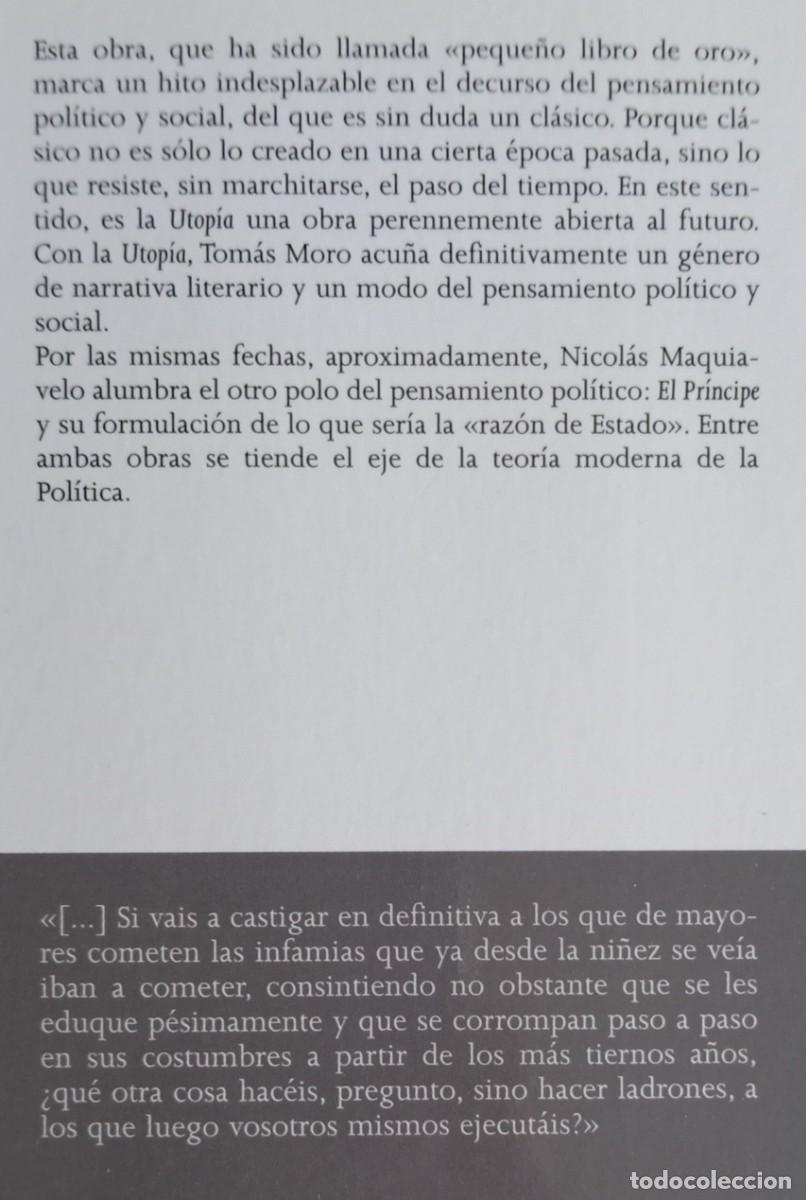 Libros de segunda mano: UTOPIA - TOMAS MORO - TECNOS - Foto 2