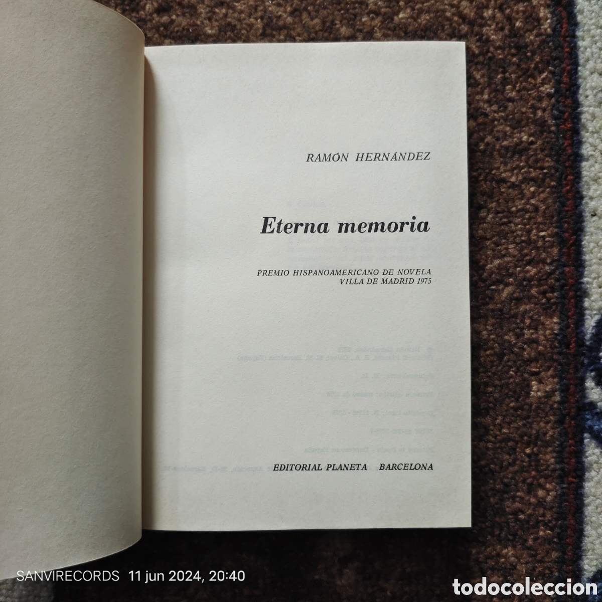 Libros de segunda mano: ETERNA MEMORIA (RAM&Oacute;N HERN&Aacute;NDEZ) (PLANETA) - Foto 2