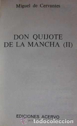 Libros de segunda mano: DON QUIJOTE DE LA MANCHA - 2 TOMOS - ED. ACERVO 1978 - Foto 7