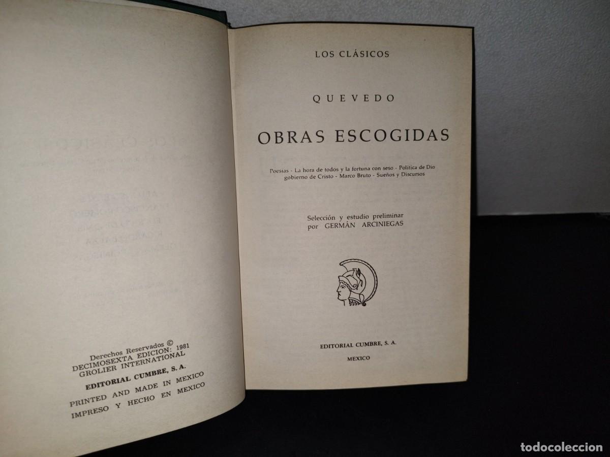 Libros de segunda mano: 103- LOS CL&Aacute;SICOS. OBRAS ESCOGIDAS. QUEVEDO - Foto 3