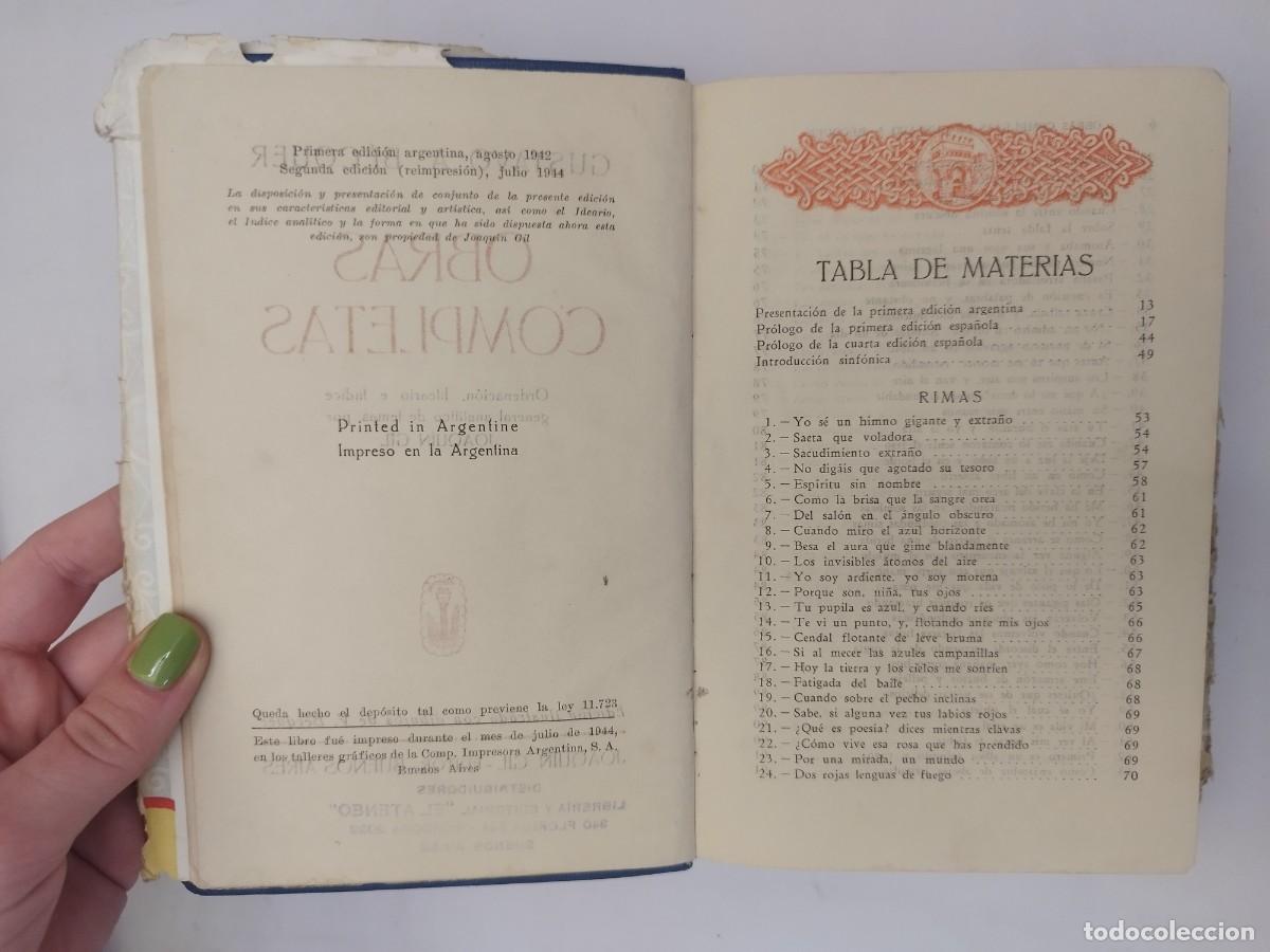 Libros de segunda mano: Gustavo A. B&eacute;cquer. Obras completas. Ed. Joaqu&iacute;n Gil. 2&ordf; edici&oacute;n, 1944. - Foto 3