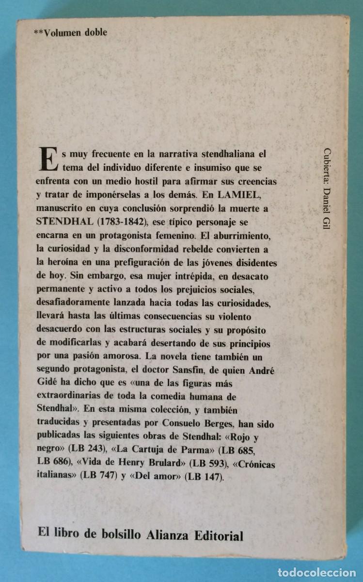 Libros de segunda mano: LAMIEL de STENDHAL. ALIANZA EDITORIAL, LIBRO DE BOLSILLO 129 - Foto 2