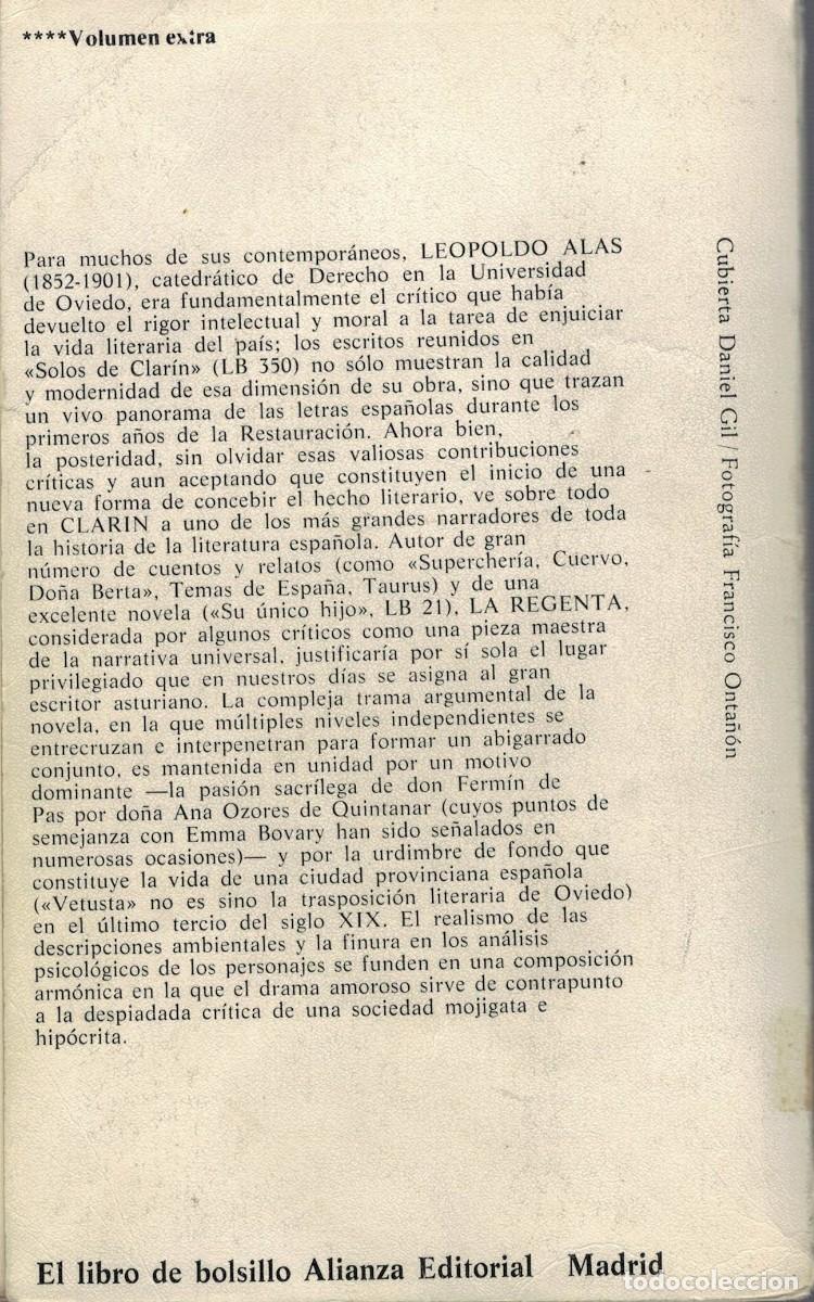Libros de segunda mano: Clar&iacute;n, La Regenta / Alianza - Foto 2