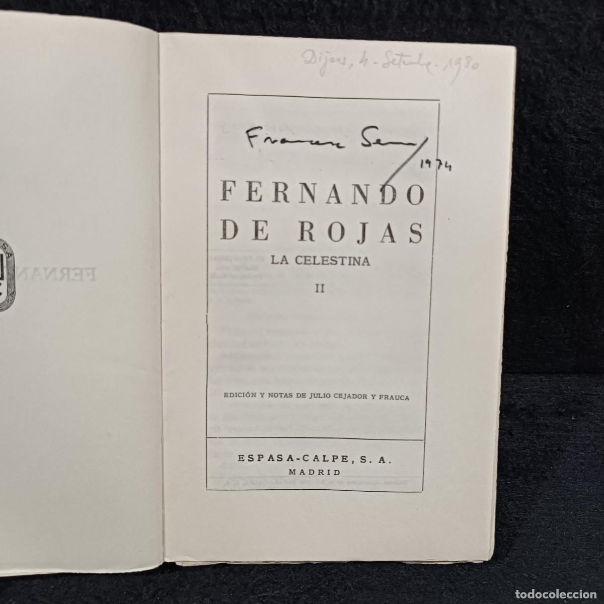 Libros de segunda mano: FERNANDO DE ROJAS - LA CELESTINA - ESPASA-CALPE - MADRID - 2 TOMOS -1958 / 29.059 - Foto 4