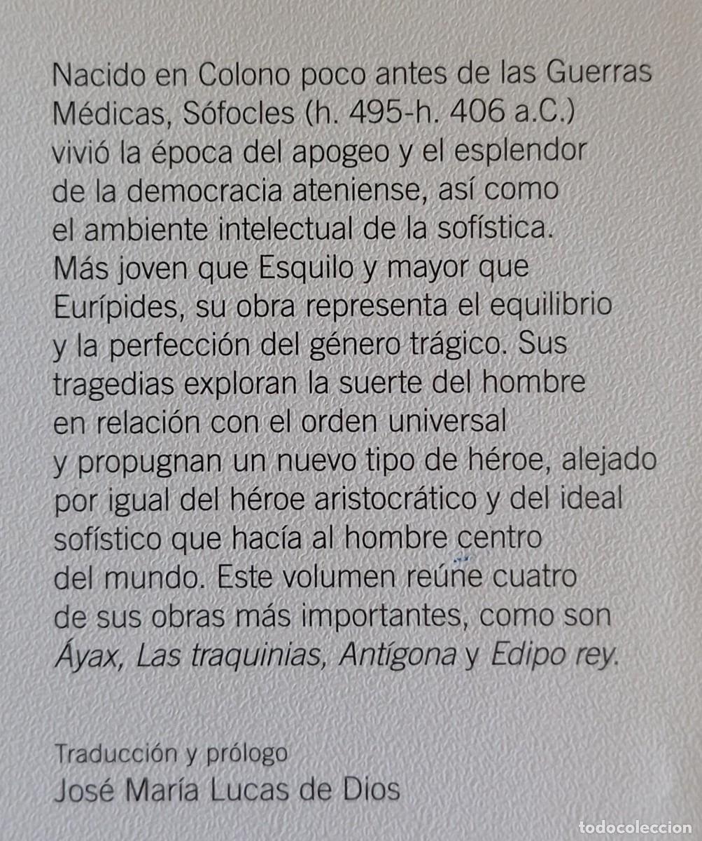Libros de segunda mano: AYAX - LAS TRAQUINIAS - ANTIGONA - EDIPO REY - SOFOCLES - Foto 2