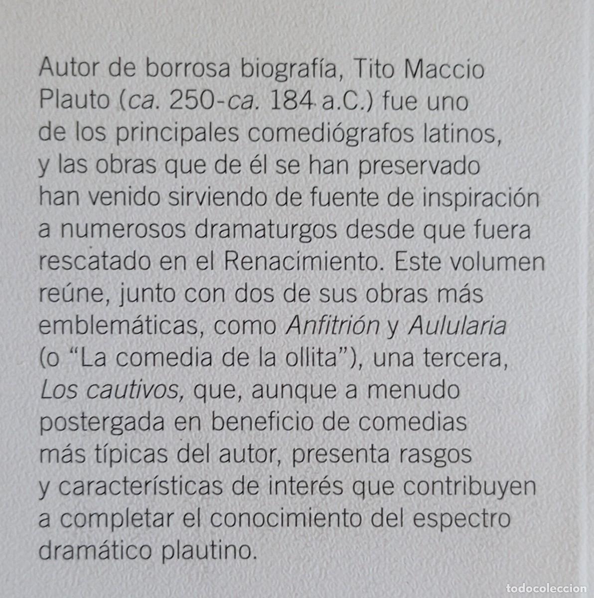 Libros de segunda mano: ANFITRION - AULULARIA - LOS CAUTIVOS - PLAUTO - Foto 2