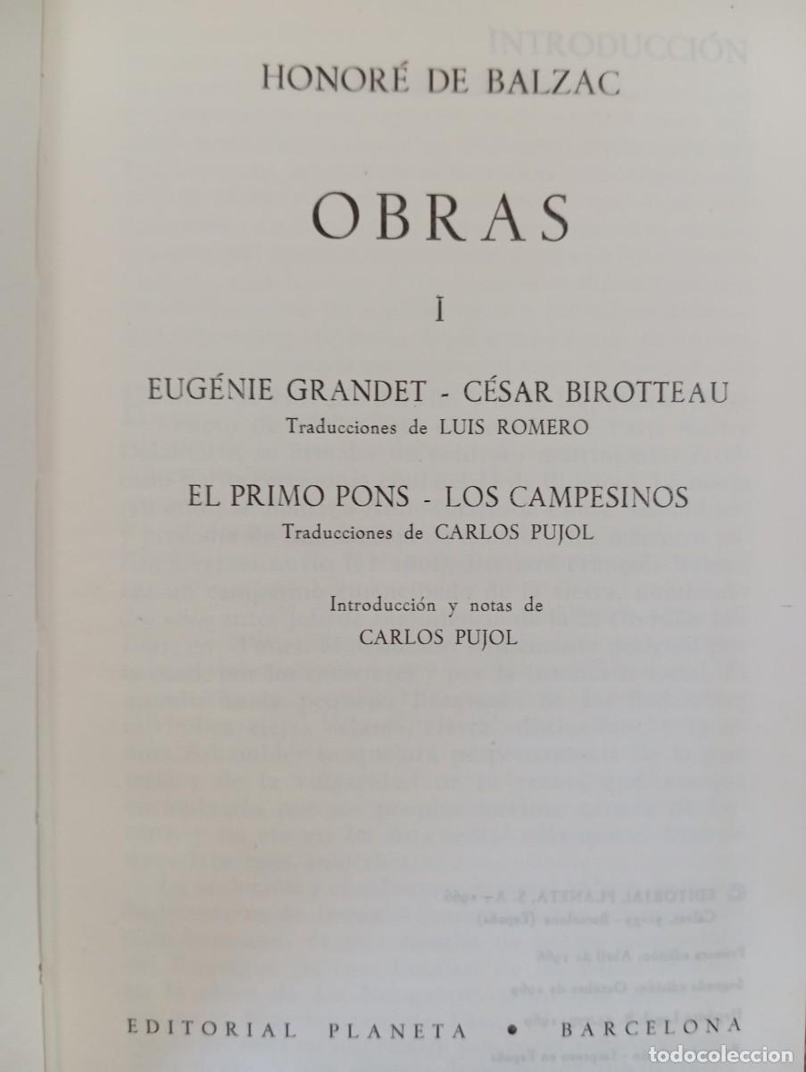 Libros de segunda mano: OBRAS - HONORE DE BALZAC - TOMO I - PLANETA - Foto 2