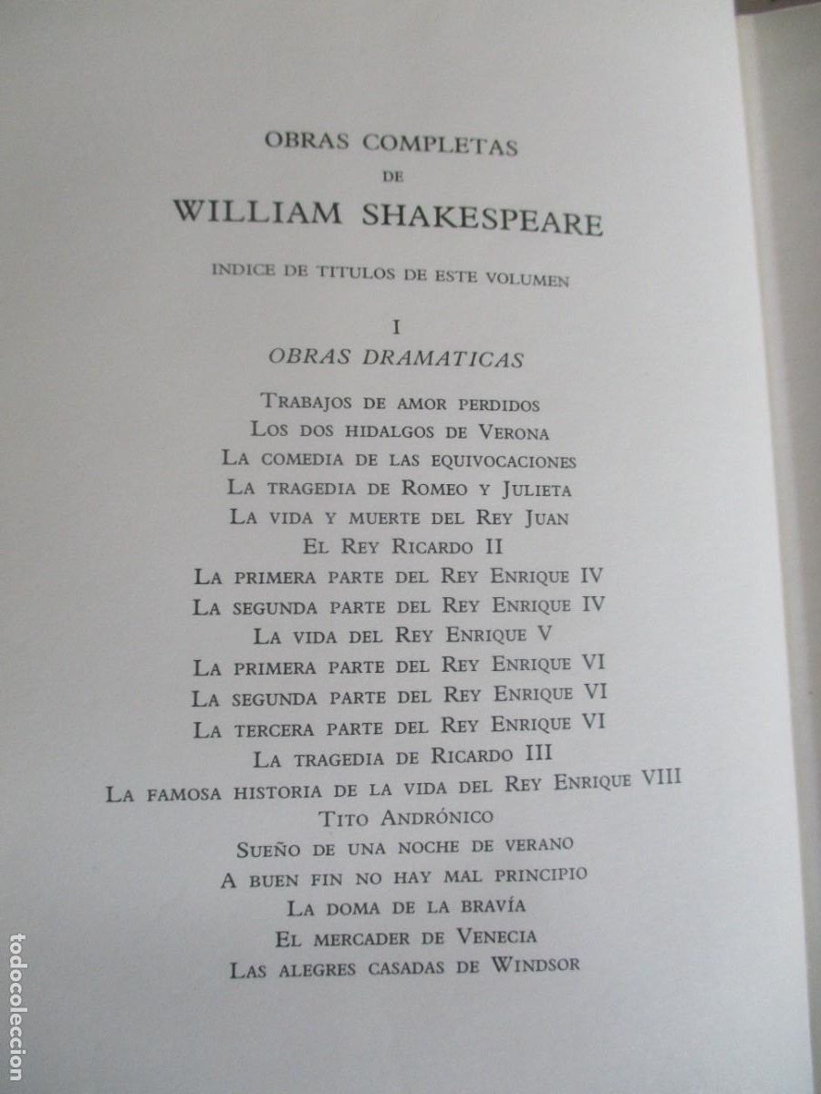 Libros de segunda mano: WILLIAM SHAKESPEARE Obras completas I W28222 - Foto 3