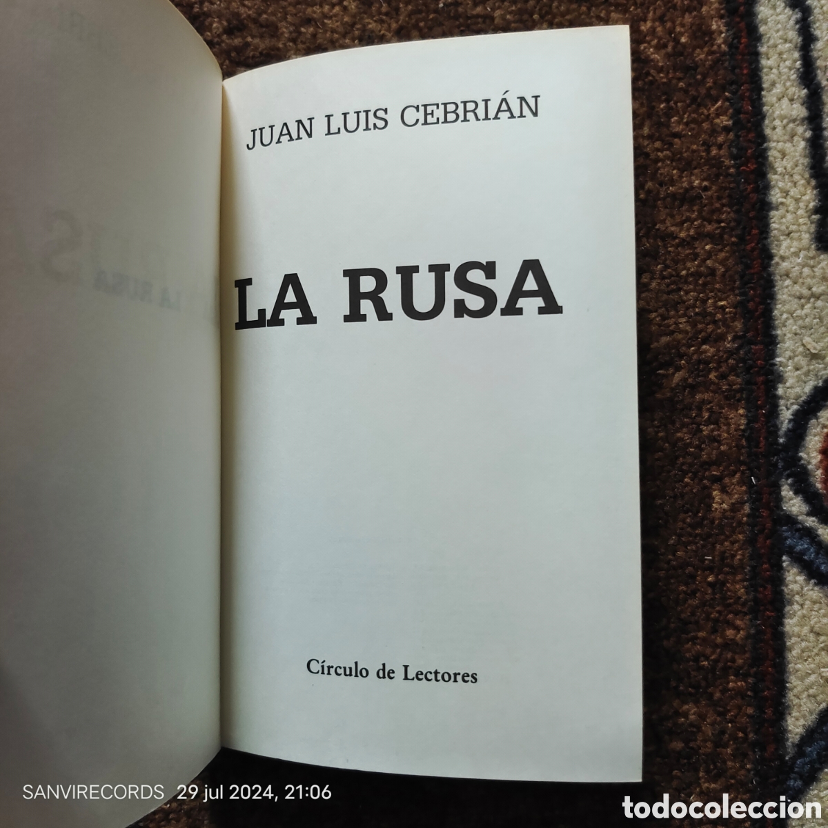 Libros de segunda mano: LA RUSA (JUAN LUIS CEBRI&Aacute;N) (C&Iacute;RCULO DE LECTORES) - Foto 2