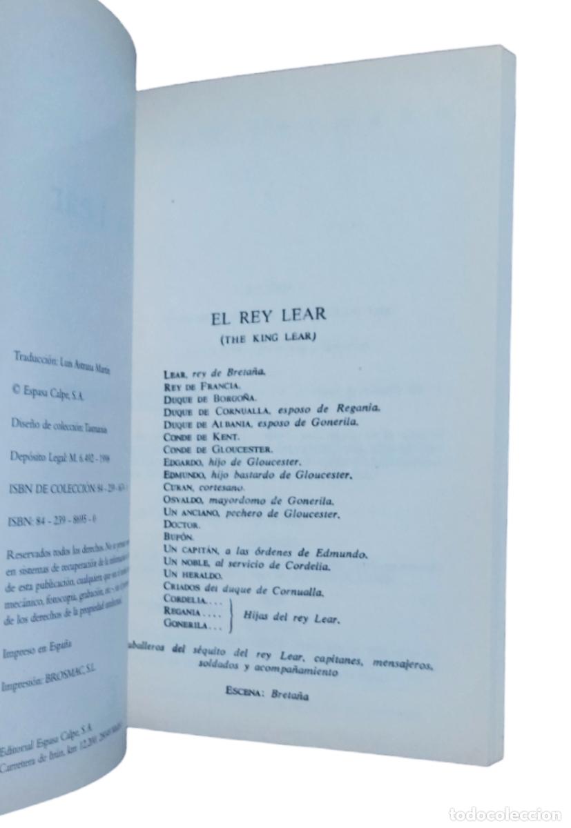 Libros de segunda mano: El REY LEAR / W. SHAKESPEARE. ESPASA COLECCI&Oacute;N CENTENARIO. NUEVO - Foto 3