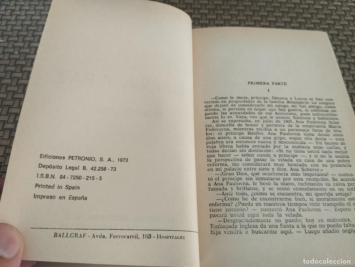 Libros de segunda mano: GUERRA Y PAZ LEON TOLSTOI ED. PETRONIO 1973 - Foto 3