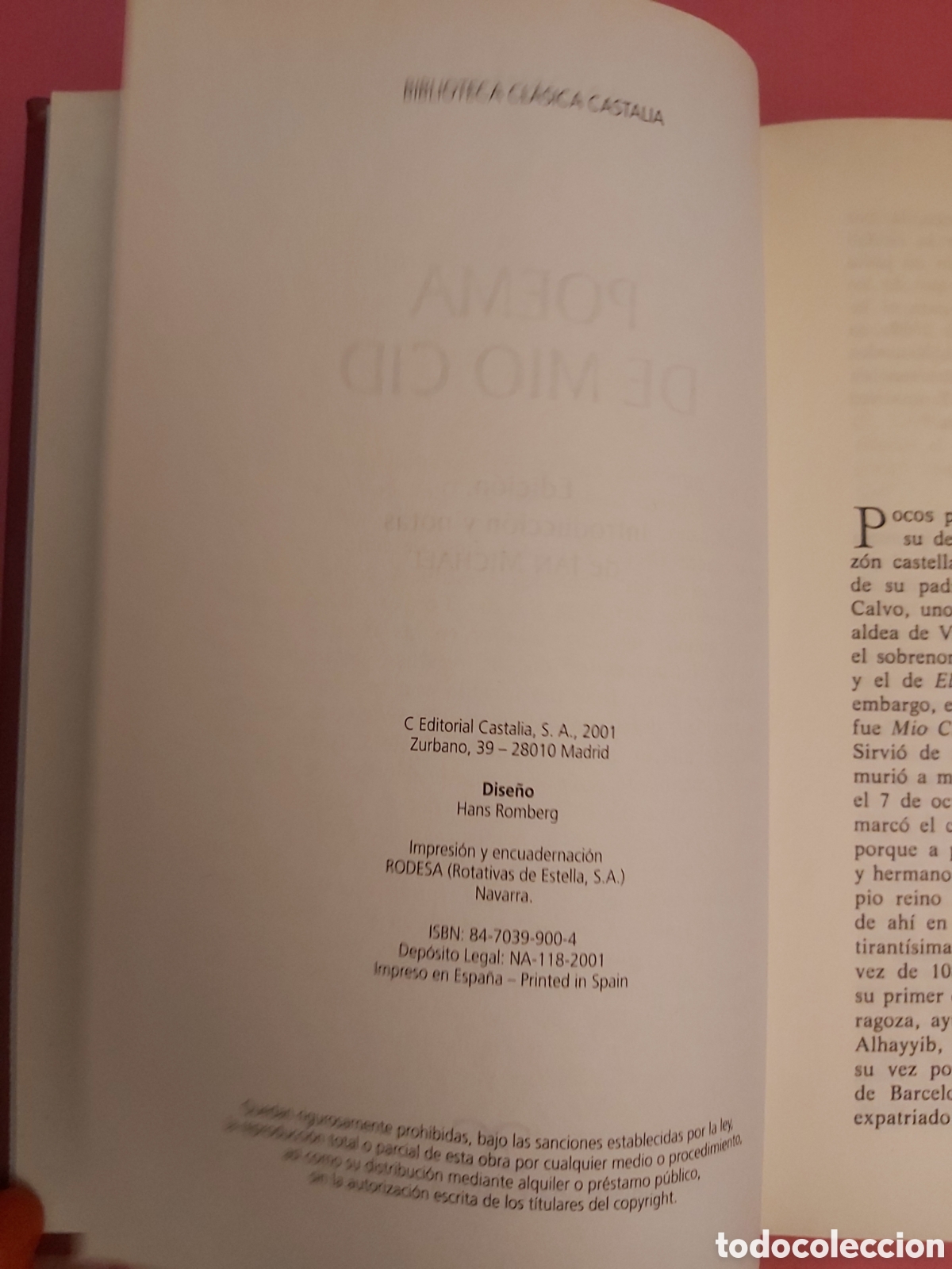 Libros de segunda mano: POEMA DE MIO CID # AN&Oacute;NIMO # BIBLIOTECA CL&Aacute;SICA CASTALIA # 2001 - Foto 2