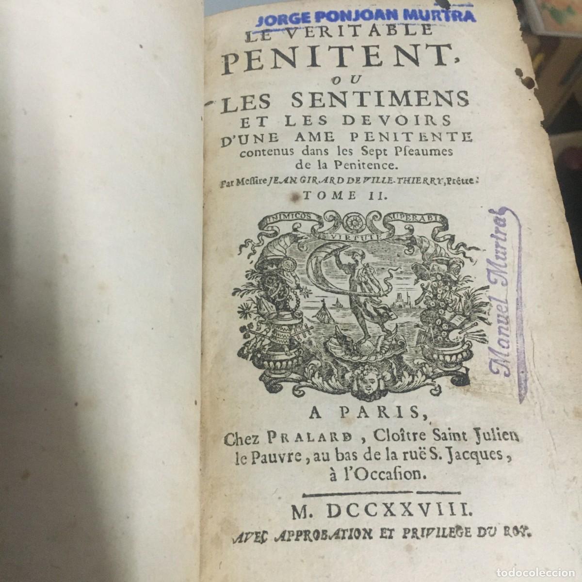 Libros de segunda mano: LE VERITABLE PENITENT OU LES SENTIMENTS TOMO II REF: 4483 - Foto 4