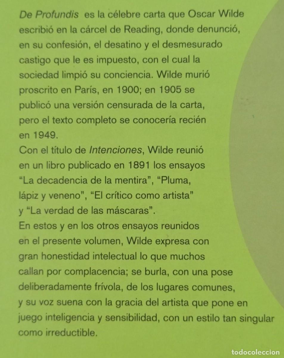 Libros de segunda mano: DE PROFUNDIS Y ENSAYOS - OSCAR WILDE - Foto 2
