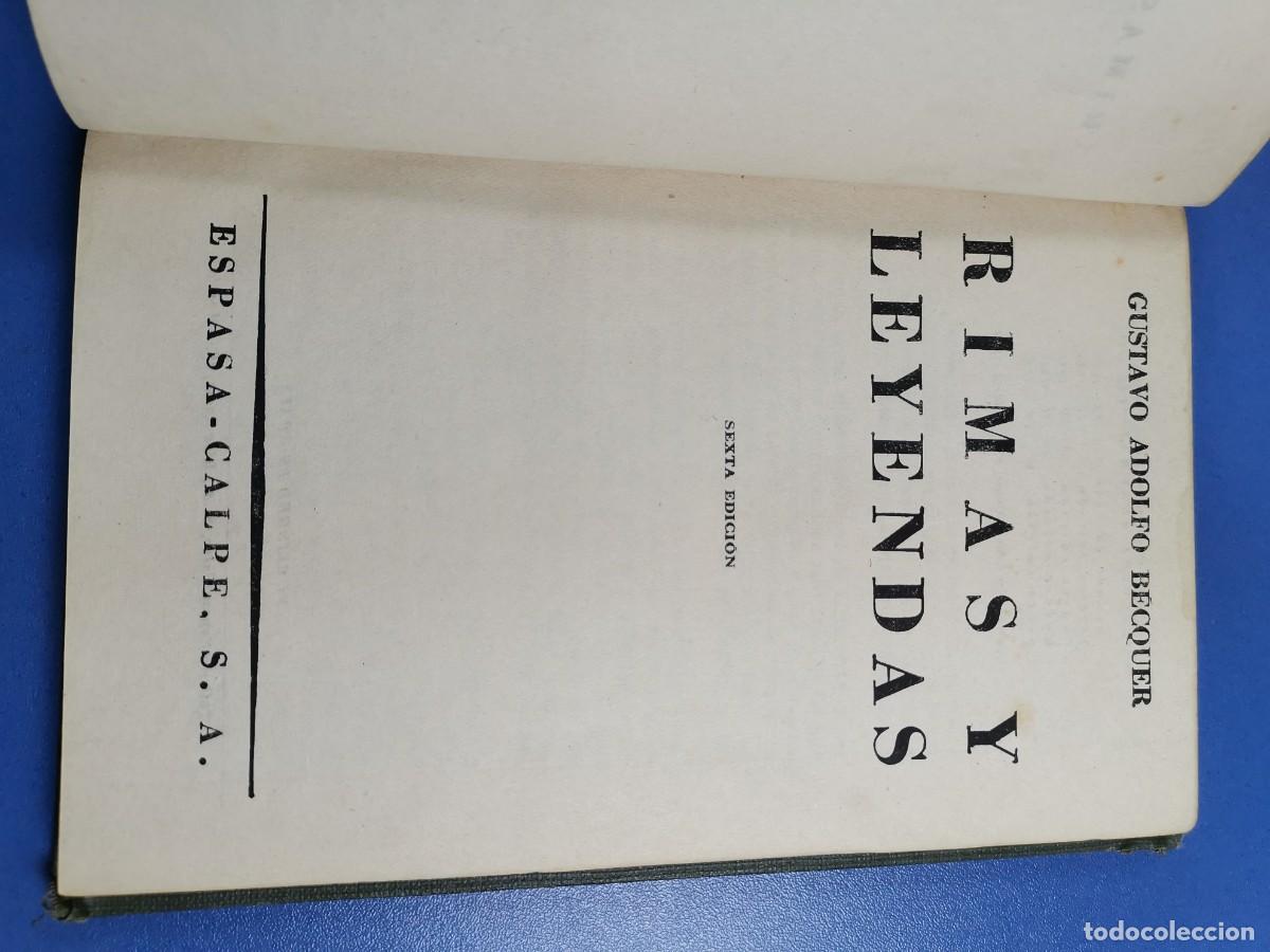 Libros de segunda mano: RIMAS Y LEYENDAS, GUSTAVO ADOLFO BECQUER, ESPASA-CALPE, 1943 - Foto 13