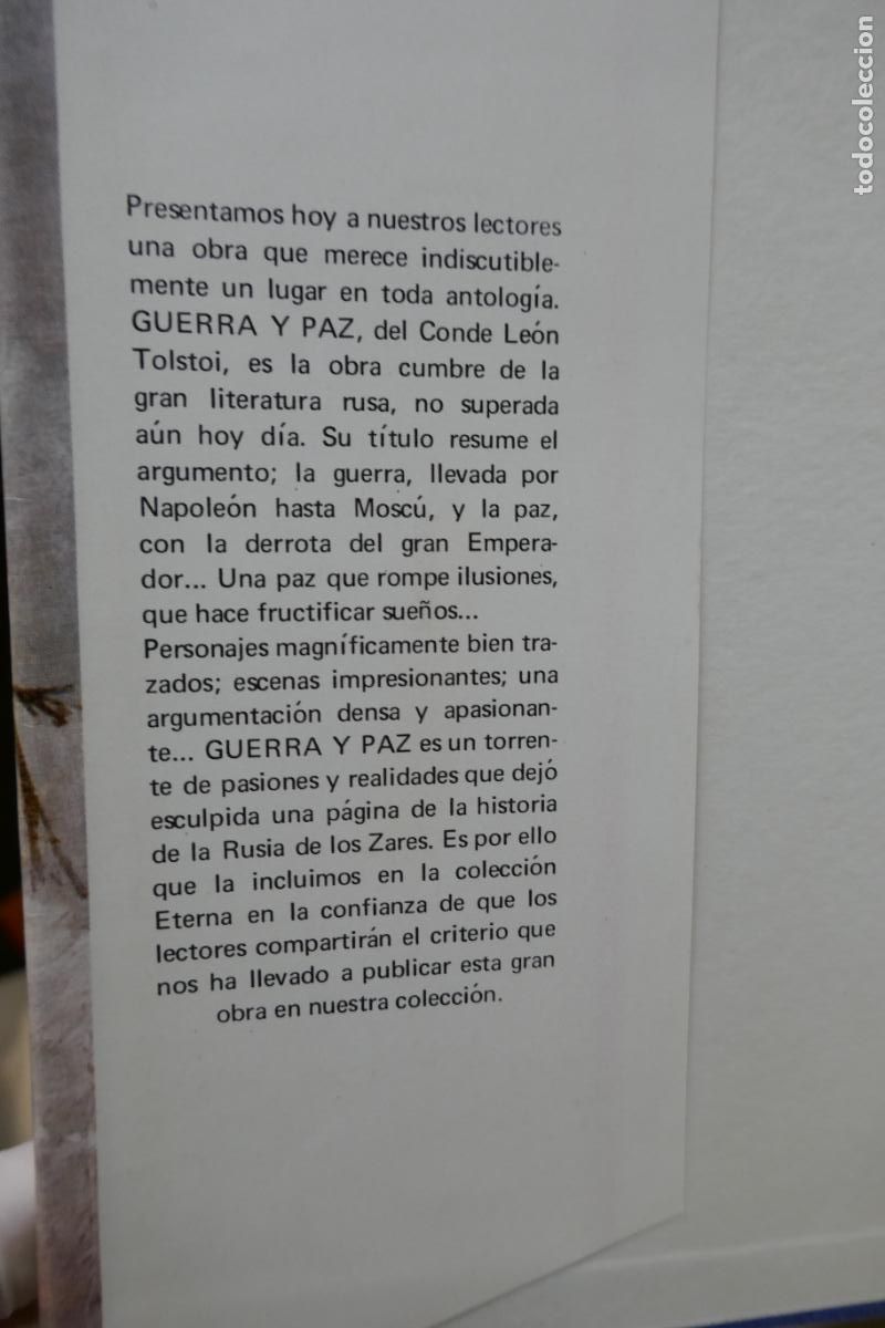 Libros de segunda mano: GUERRA Y PAZ - TOMO I-II - Leon TOLSTOI - Foto 6