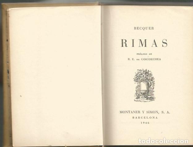 Libros de segunda mano: RIMAS - BECQUER - MONTANER Y SIMON 1946 - Foto 2