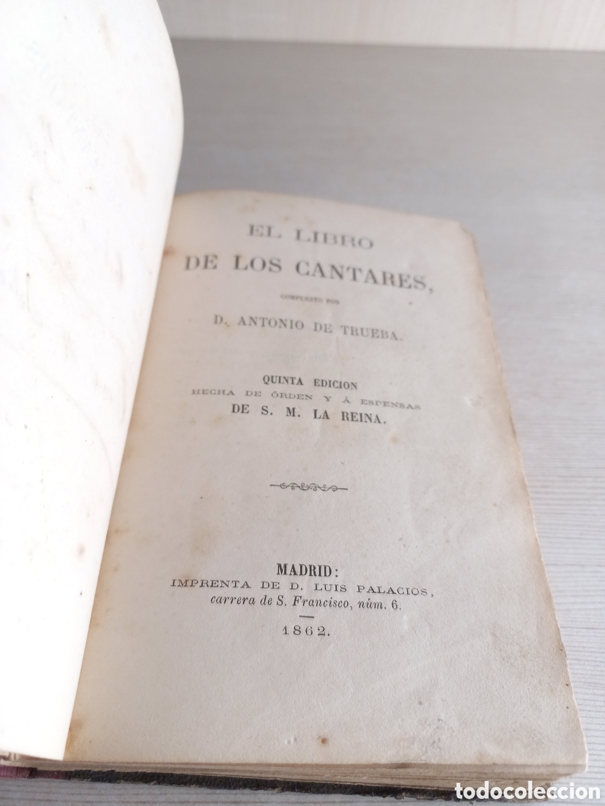 Libros de segunda mano: Libro de los cantares. Antonio de Trueba. Imprenta de Luis Palacios, 1862. - Foto 6