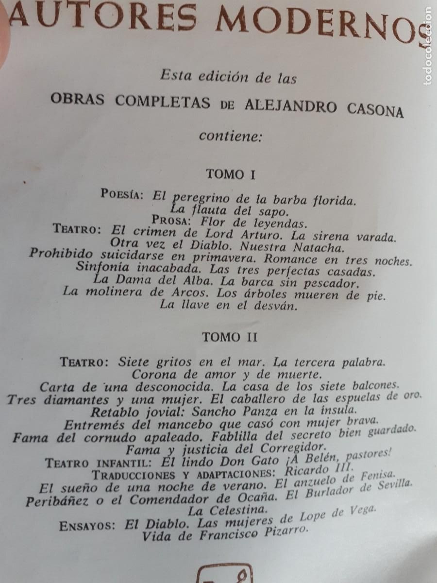 Libros de segunda mano: Obras Completas de Alejandro Casona 2 Tomos Aguilar 1969. - Foto 3