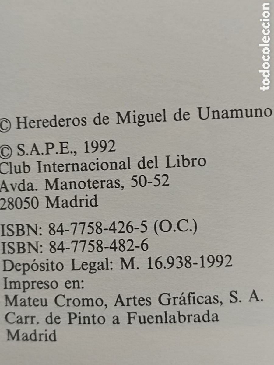 Libros de segunda mano: NIEBLA Miguel de Unamuno a&ntilde;o 1992 - Foto 3
